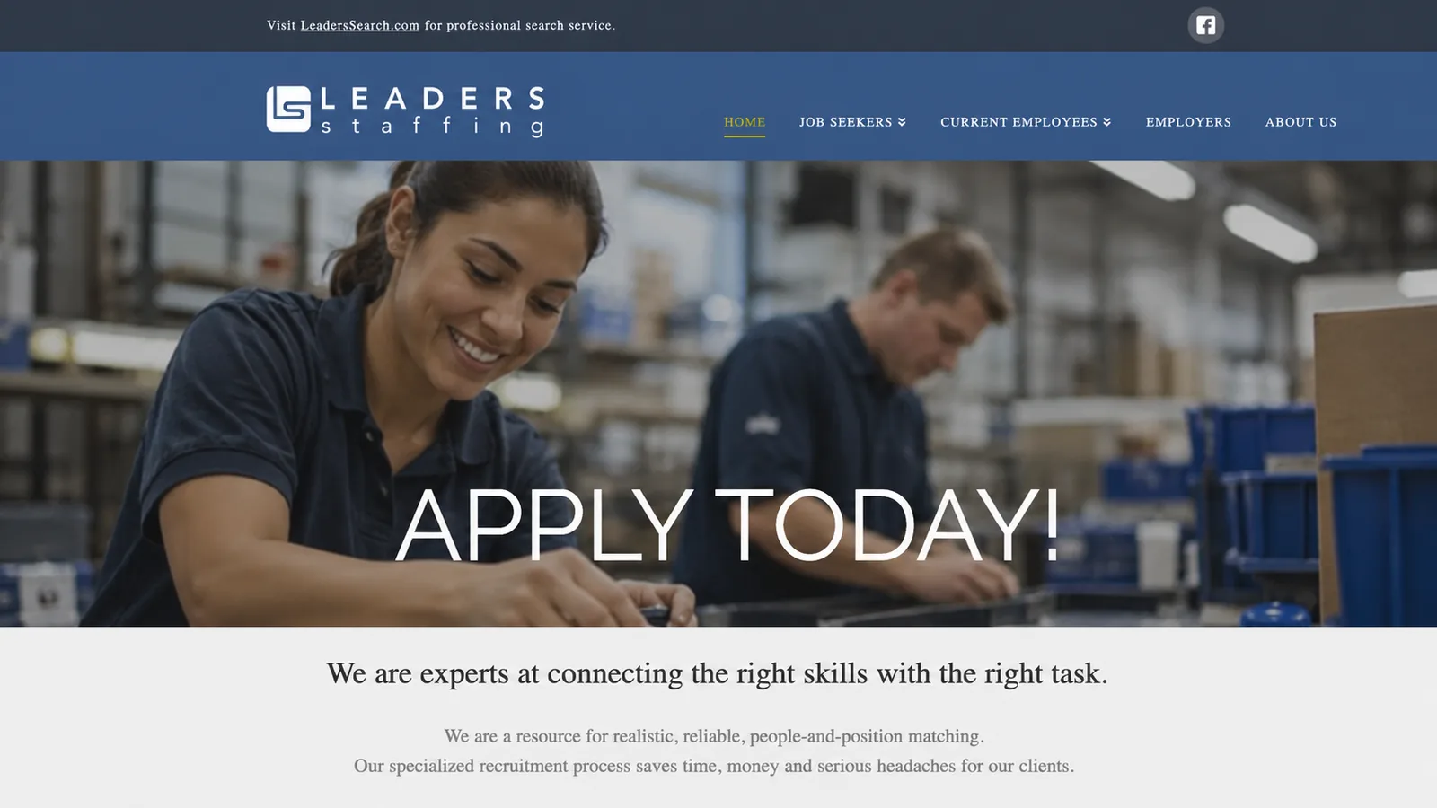 Leaders Staffing website before redesign