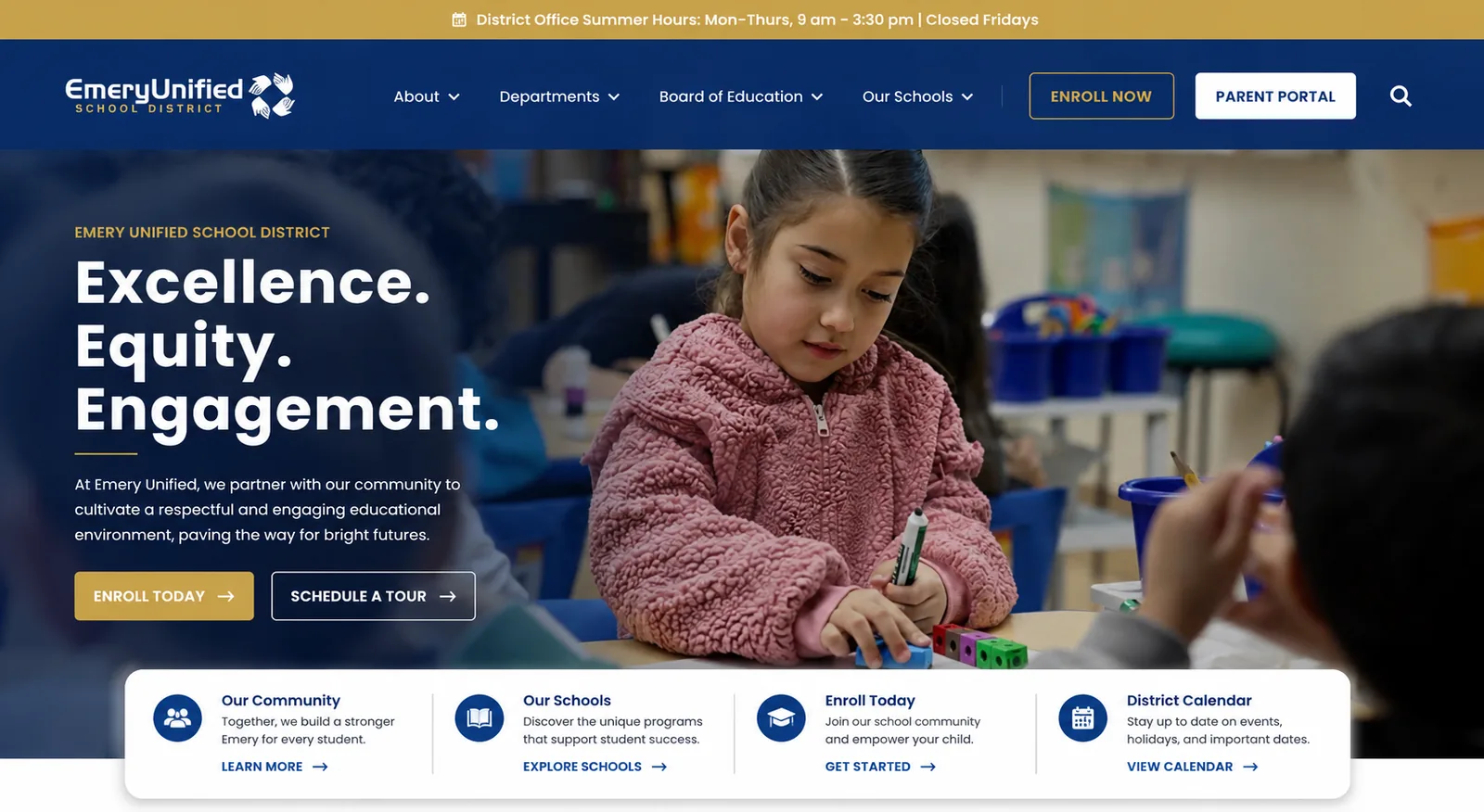 Emery Unified School District website after redesign